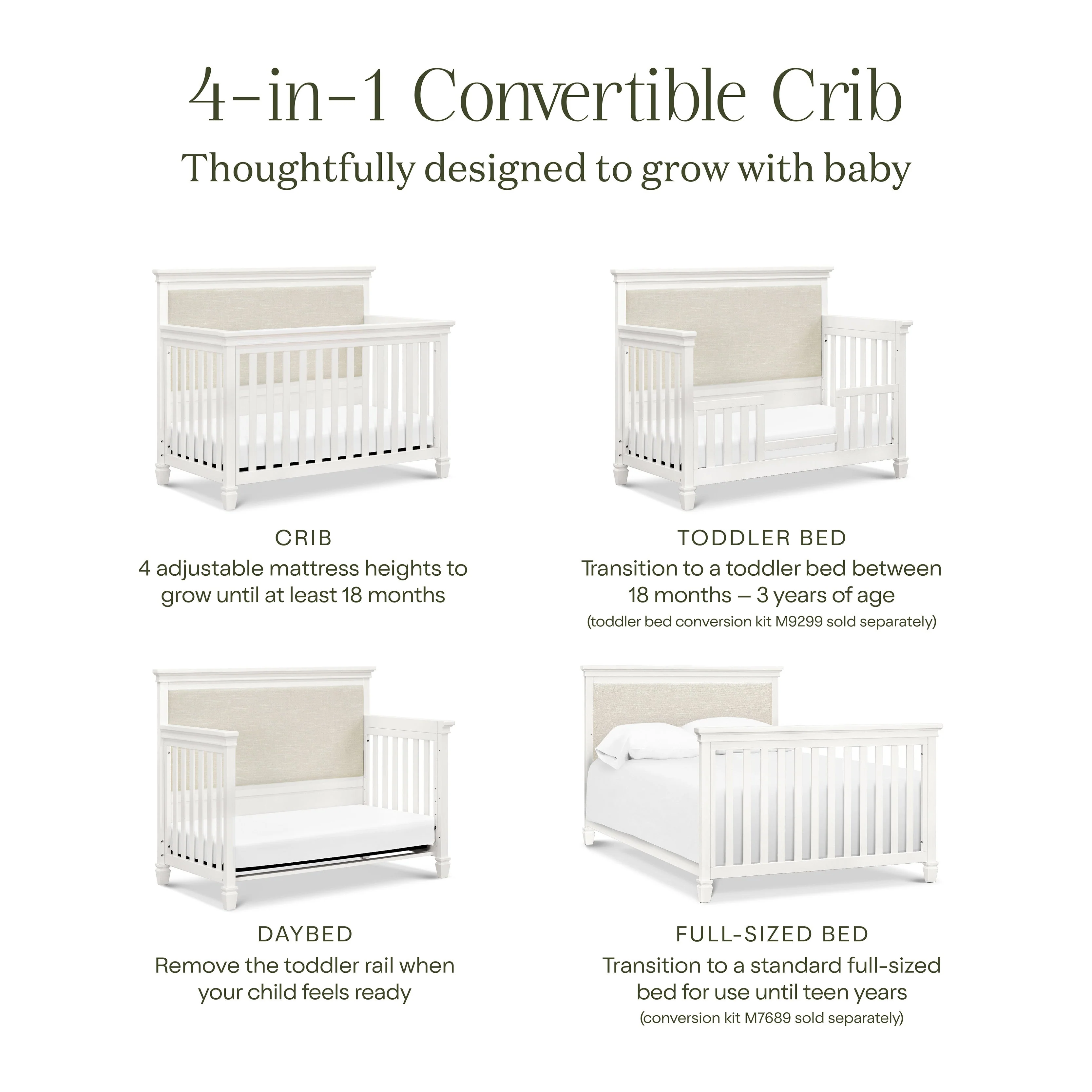 Namesake Darlington 4-in-1 Convertible Crib - Warm White - Image 10