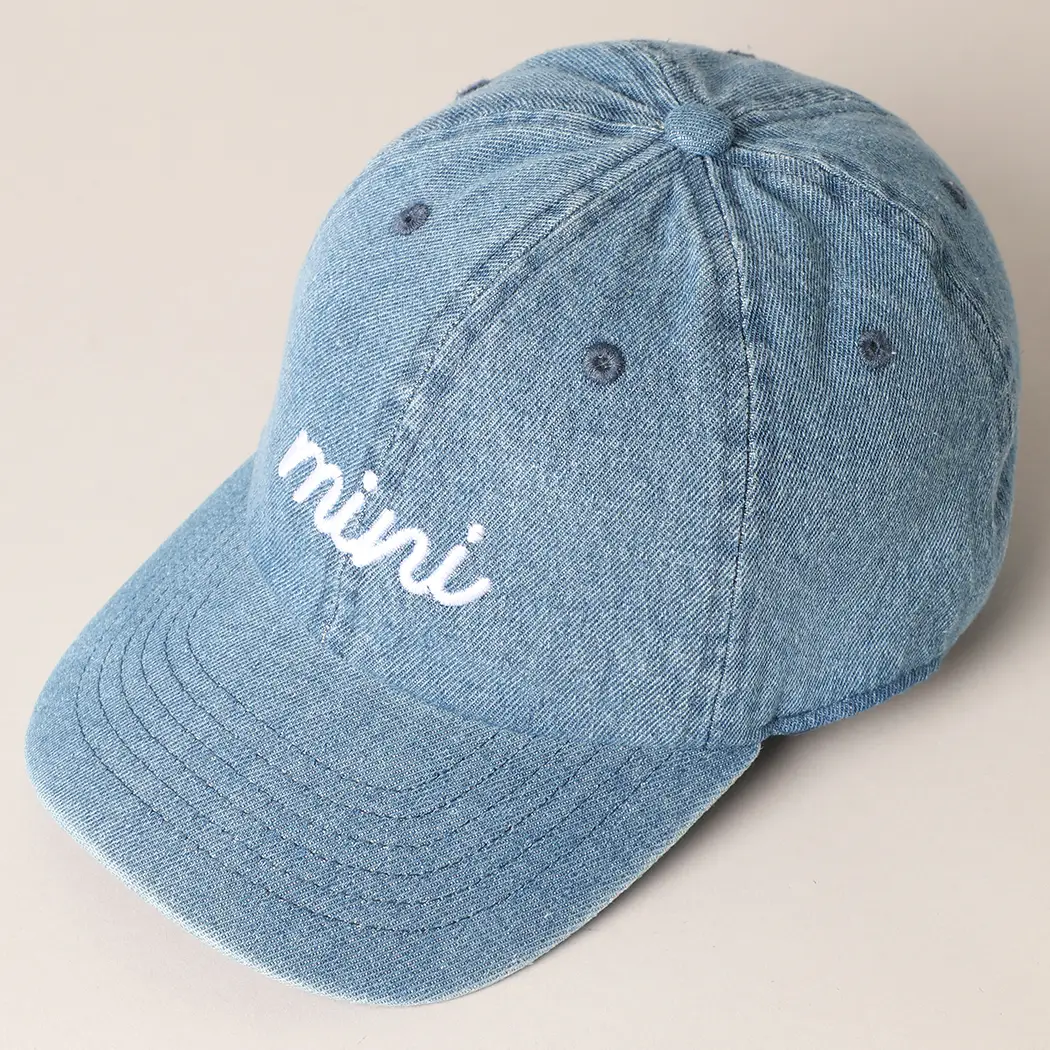 Mini Embroidered Kids Denim Hat - Image 3