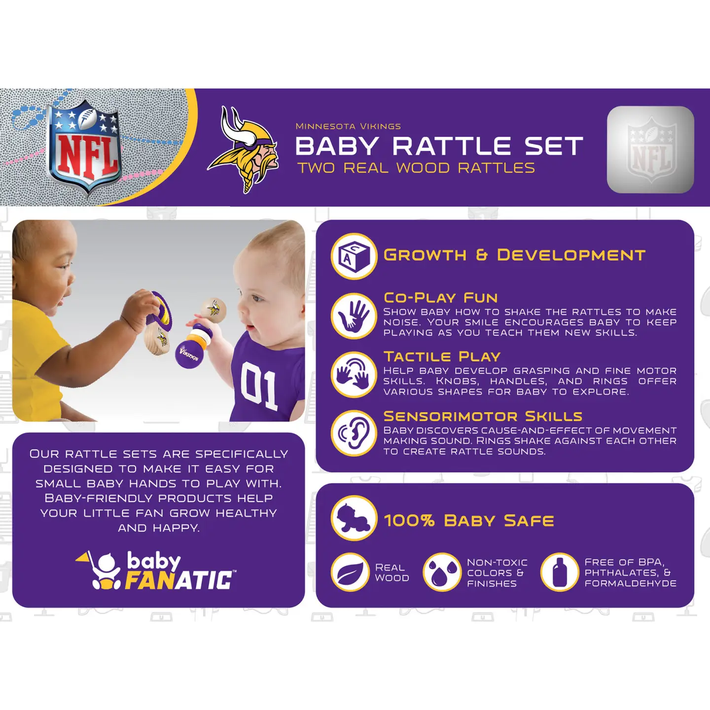 Minnesota Vikings - Baby Rattle Set - Image 3