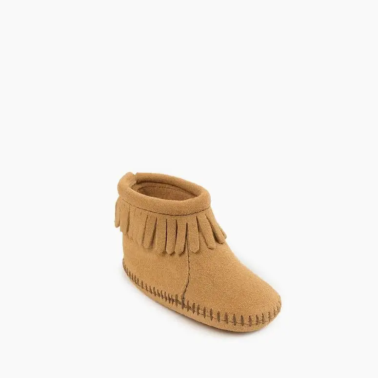 Minnetonka Suede Fringe Back Flap Booties - Image 5