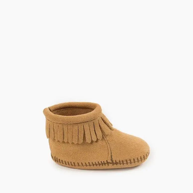Minnetonka Suede Fringe Back Flap Booties - Image 7