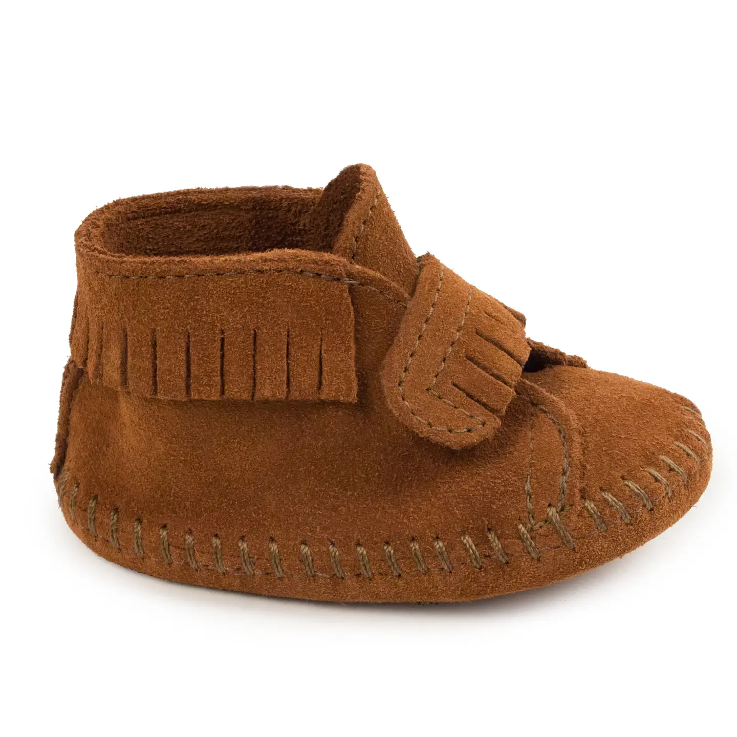 Minnetonka Suede Fringe Bootie with Strap - Brown - Image 3