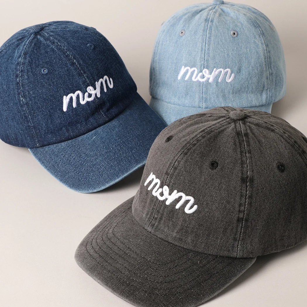 Mom Embroidered Denim Hat - Image 2