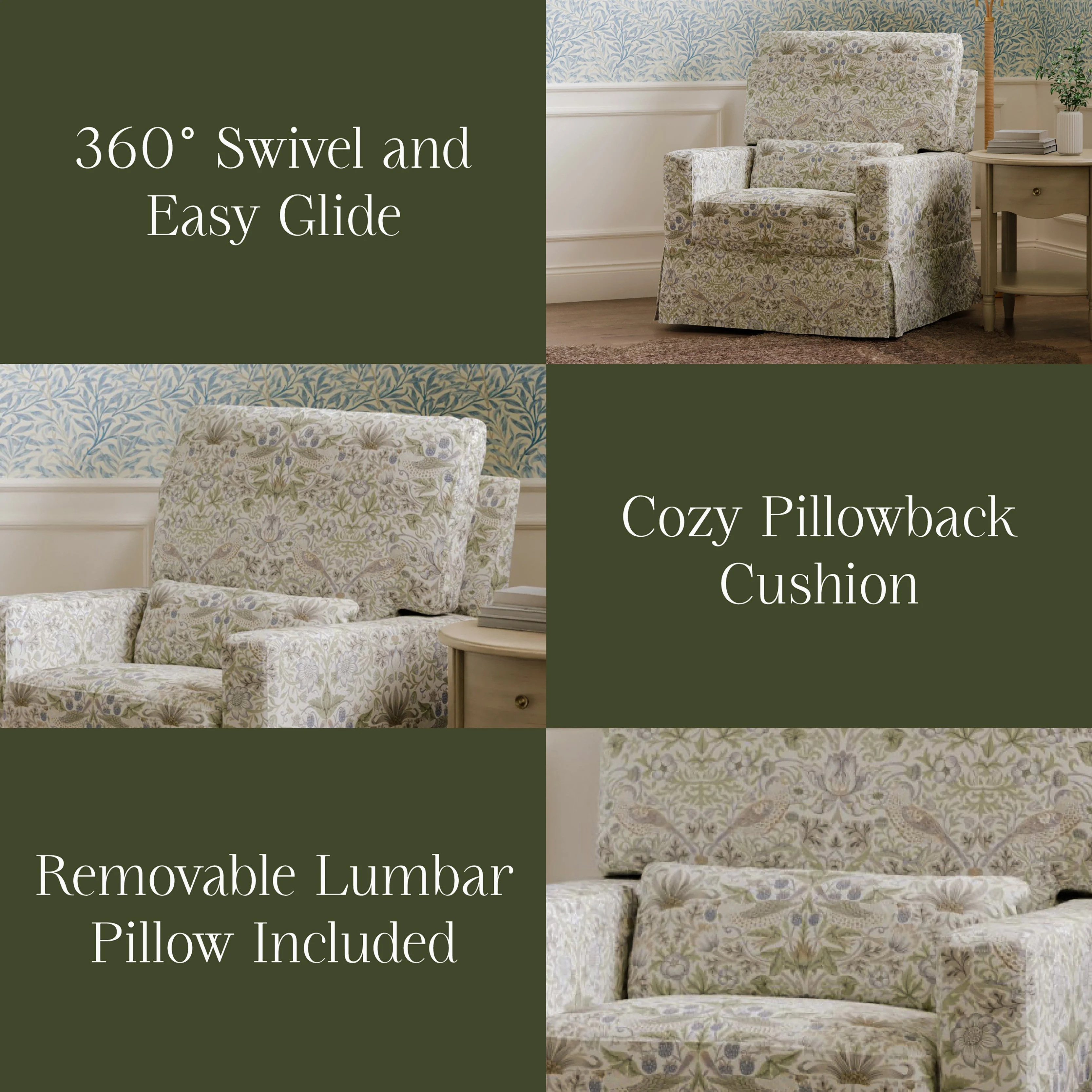 Morris & Co. x Namesake Crawford Pillowback Comfort Swivel Glider - Image 5