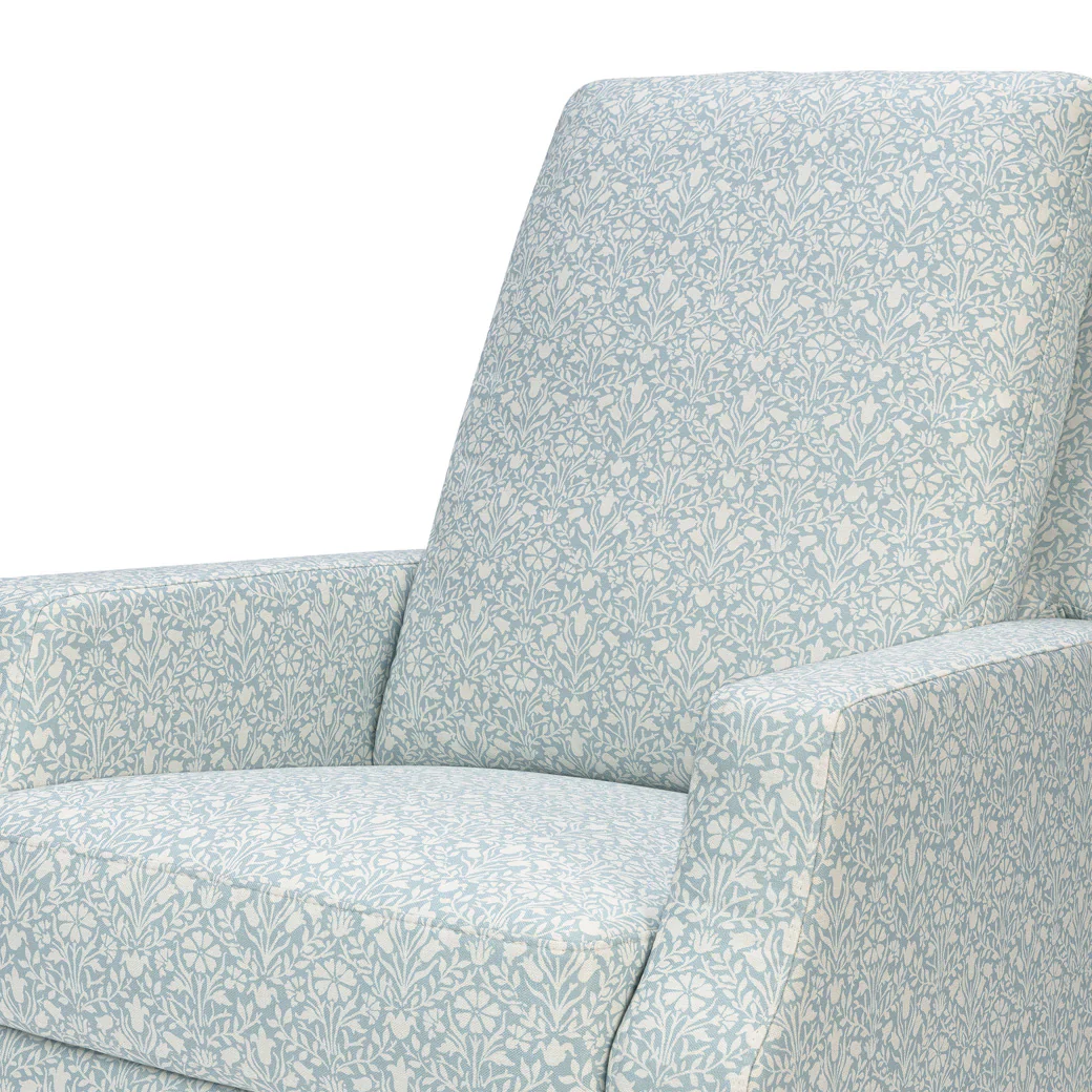 Namesake Crewe Recliner and Swivel Glider in Bellflowers in Powdered Blue w/Dark Wood Base - Image 12
