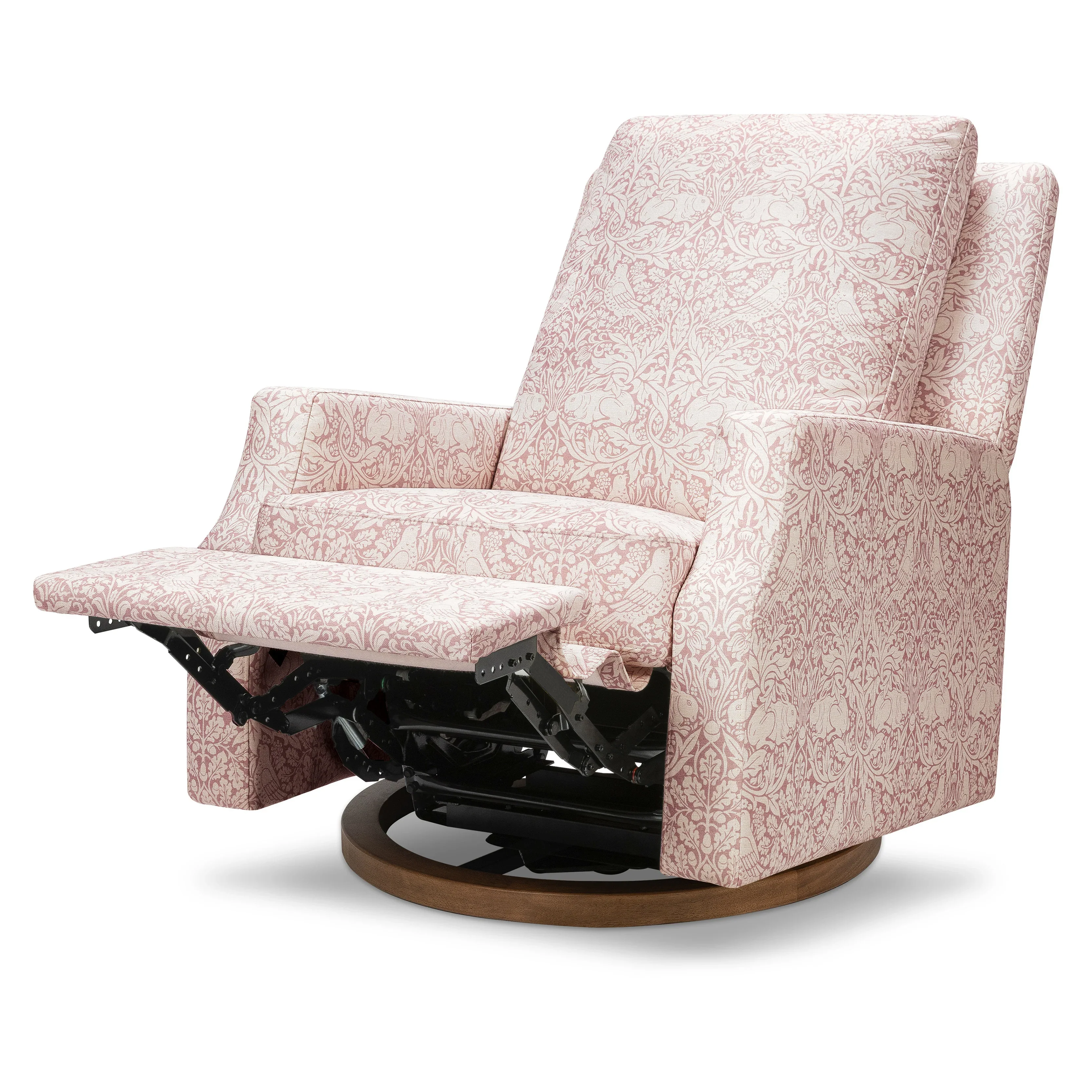 Namesake Crewe Recliner and Swivel Glider- Pure Brer Rabbit in Rose  with Dark Wood Base - Image 8