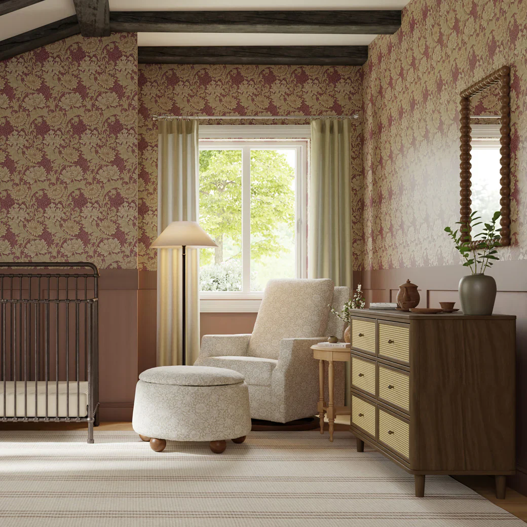 Namesake Crewe Recliner and Swivel Glider- Mallow in Ash Performance Eco-Weave with Dark Wood Base - Image 11