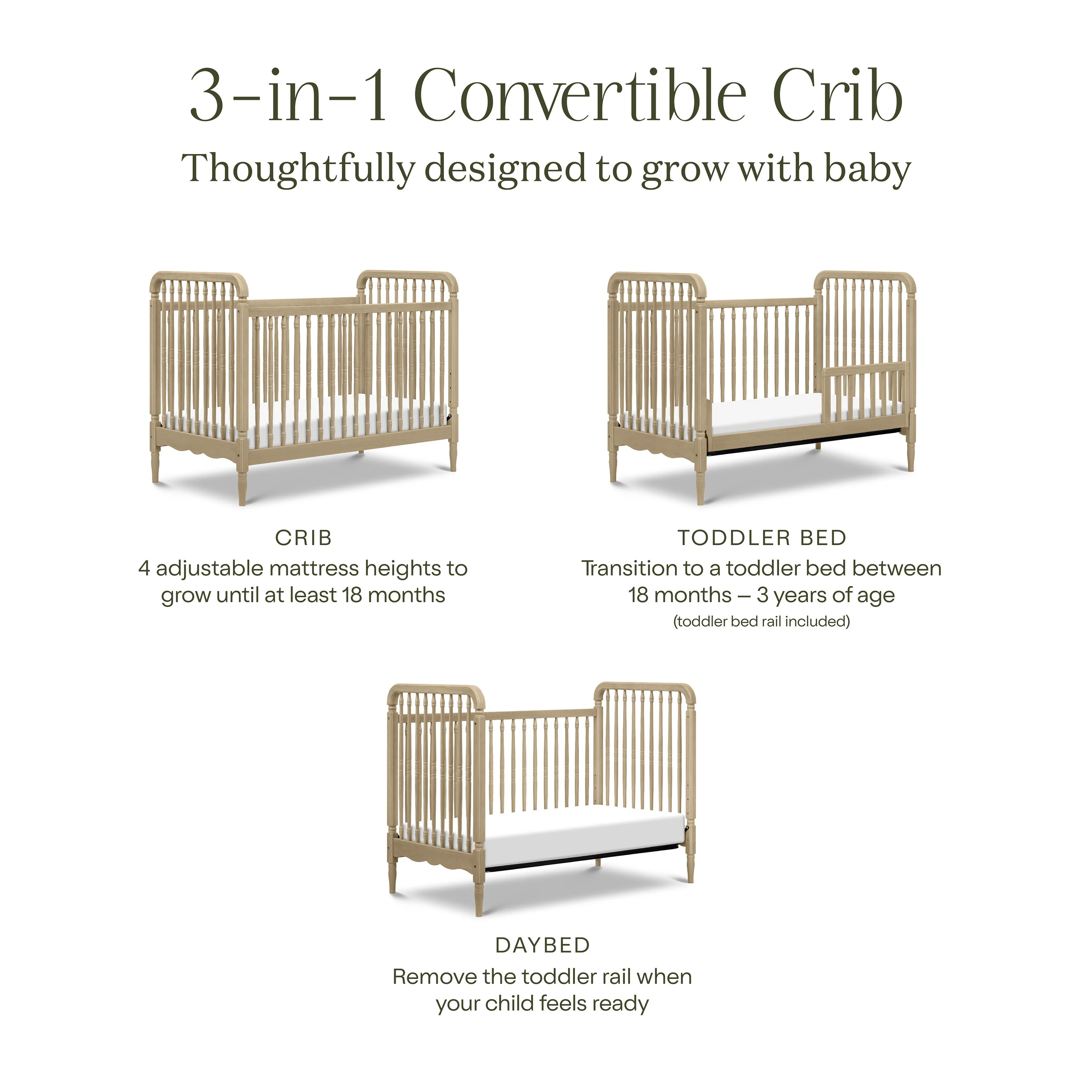 Namesake Liberty 3-in-1 Convertible Spindle Crib with Toddler Bed Conversion Kit - Image 22