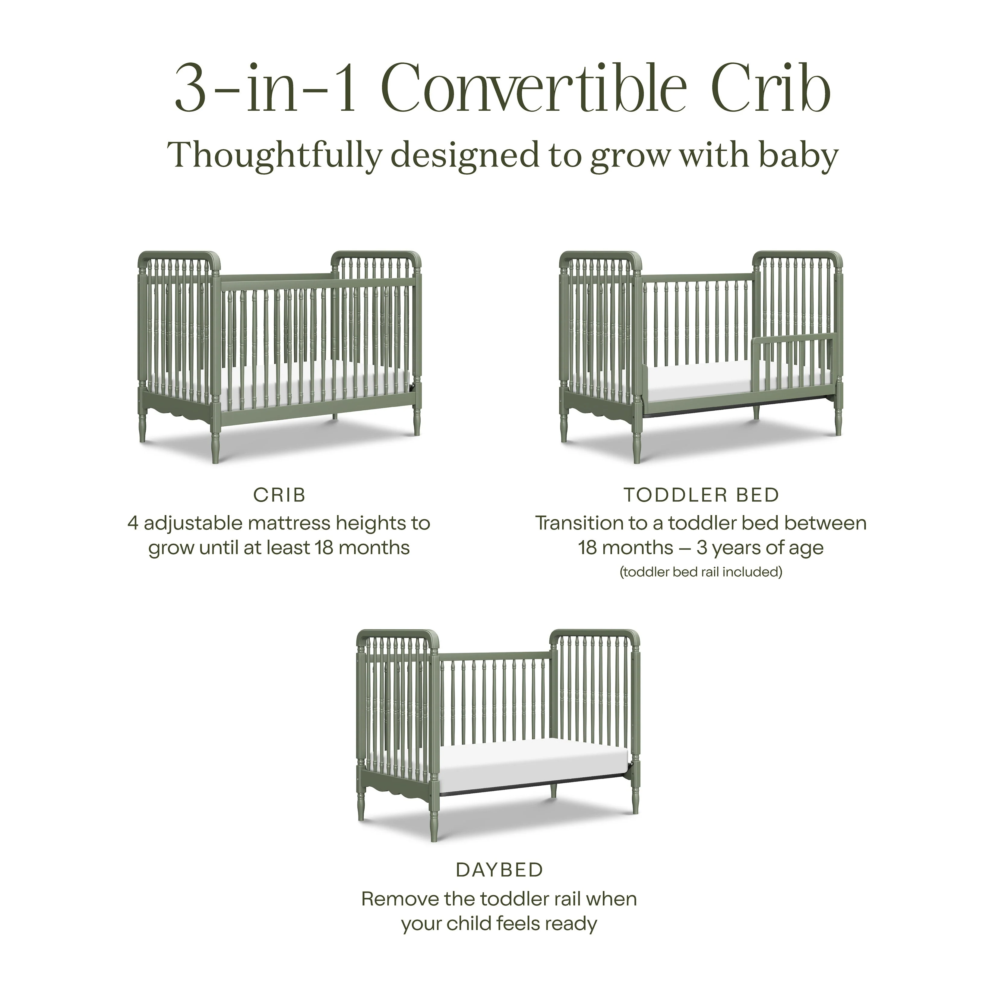 Namesake Liberty 3-in-1 Convertible Spindle Crib with Toddler Bed Conversion Kit - Image 70