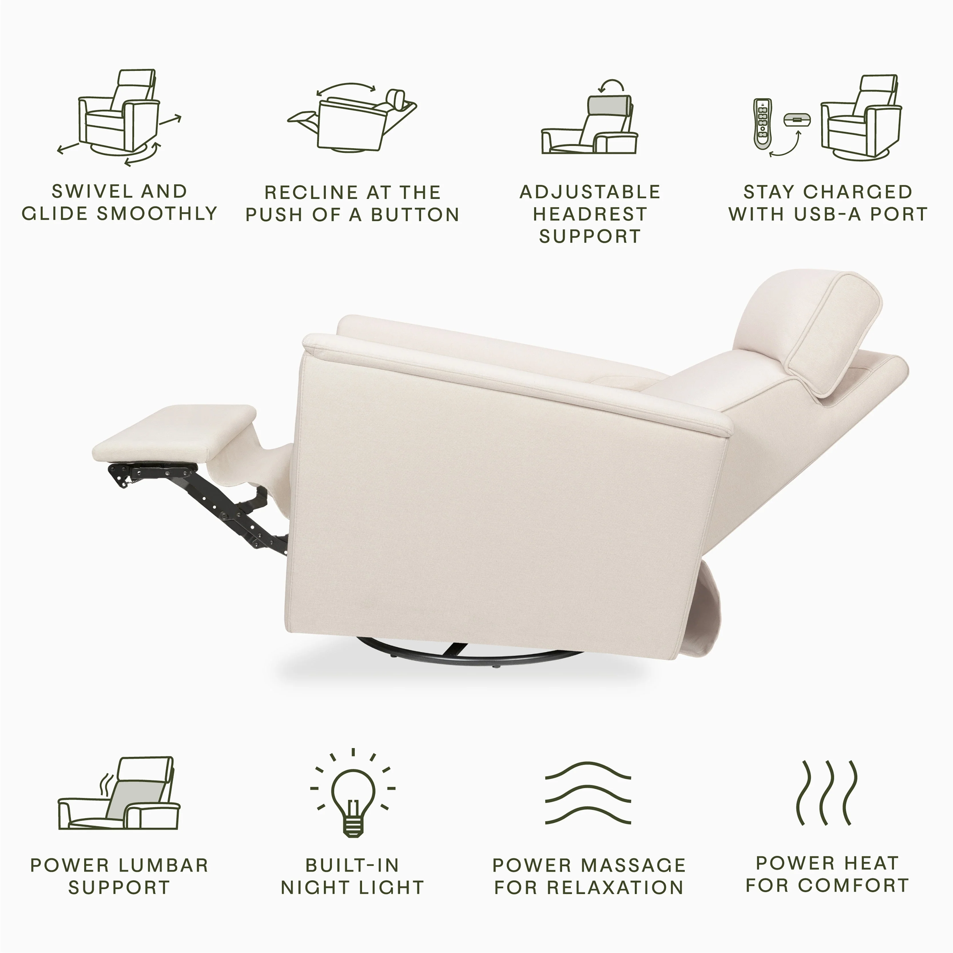 Namesake Willa Deluxe Power Recliner and Swivel Glider with Heat & Massage - Image 17