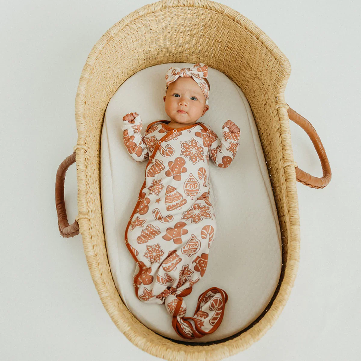Newborn Knotted Gown- Gingerbread - Image 2