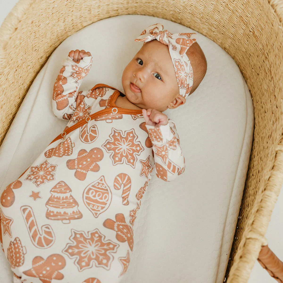 Newborn Knotted Gown- Gingerbread - Image 3