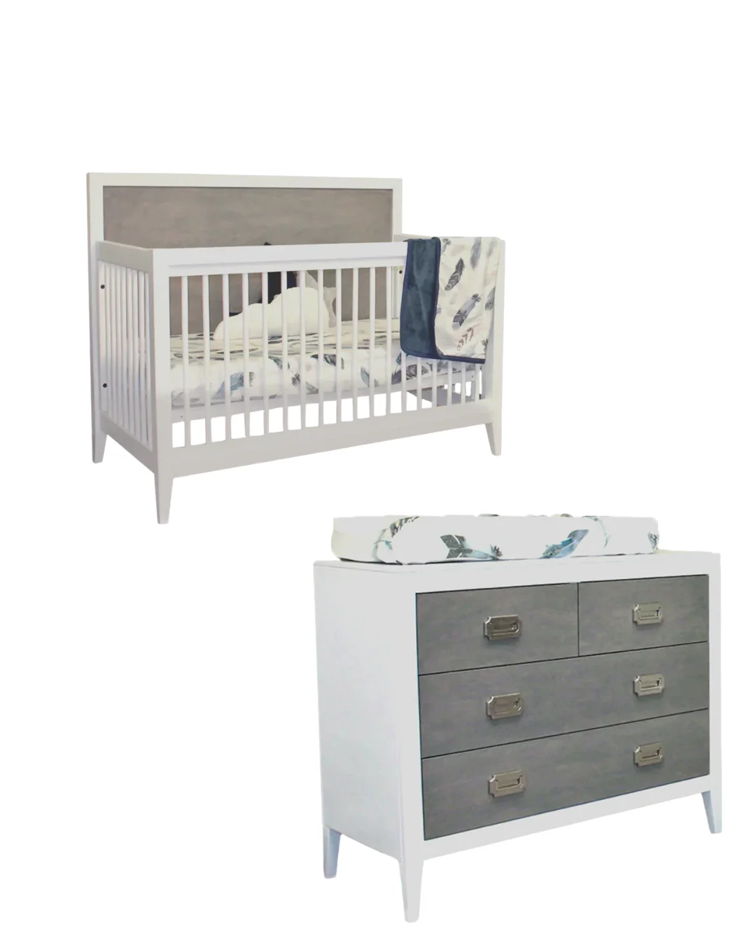 Newport Cottage Convertible Crib and Dresser - USA Made