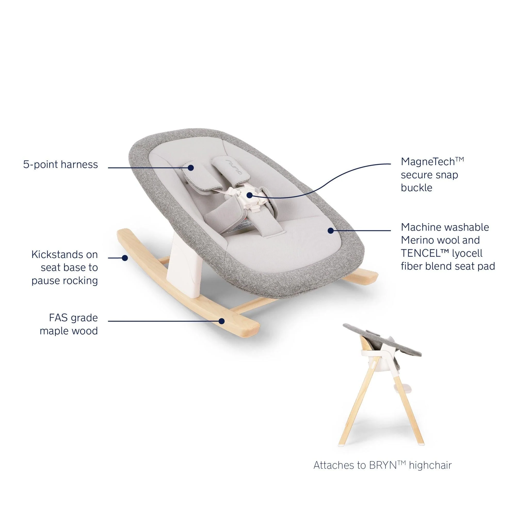 Nuna BRYN High Chair + Newborn Rocker Seat - Image 22