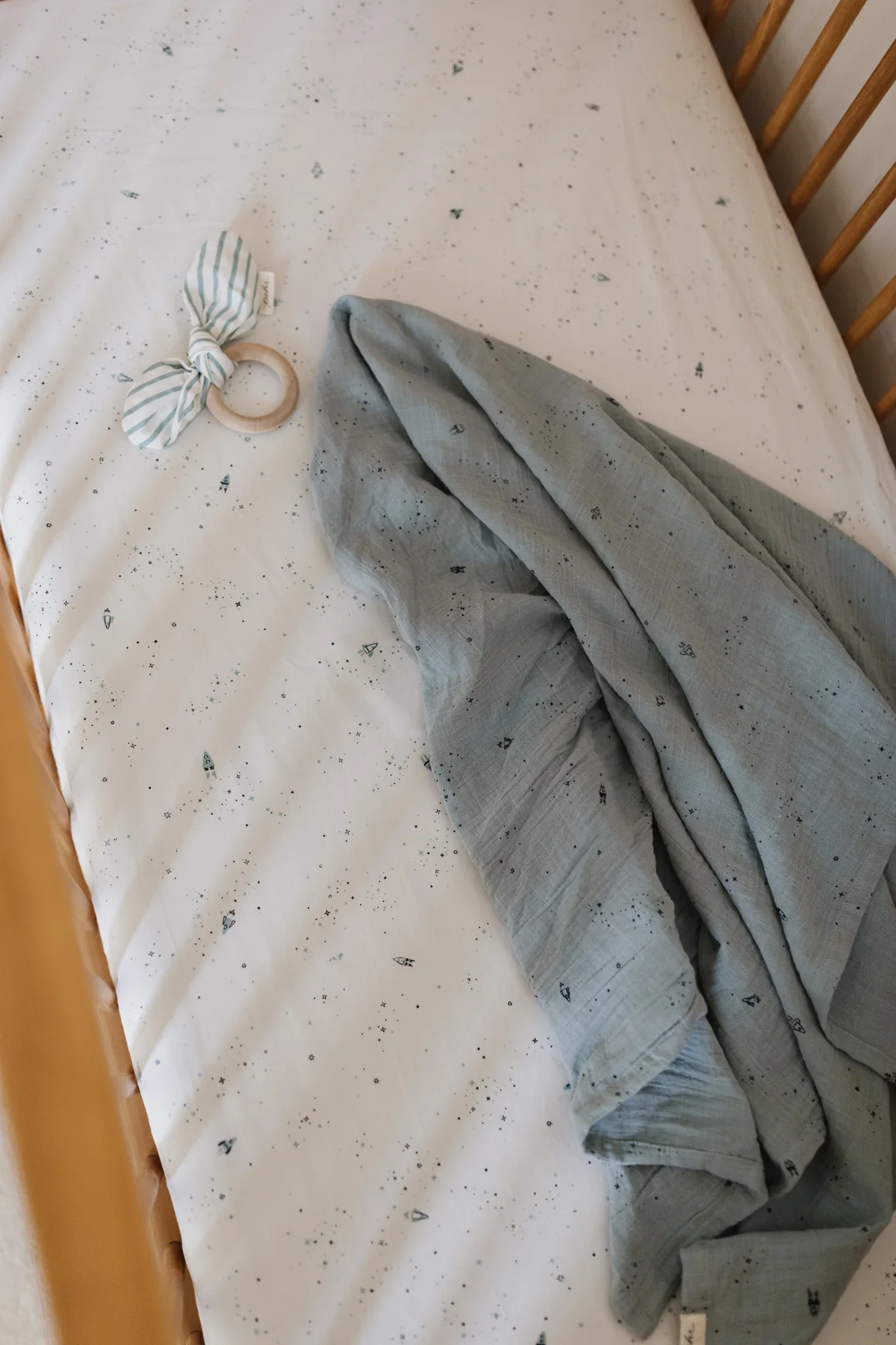Pehr Organic Cotton Crib Sheet - Rocketman - Image 2