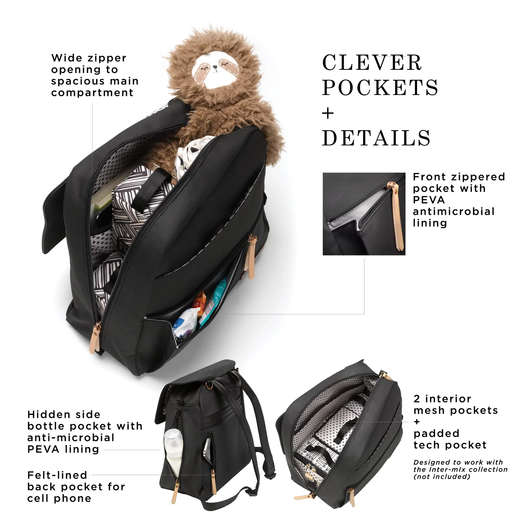 Petunia Meta Backpack Matte Black Canvas - Image 3