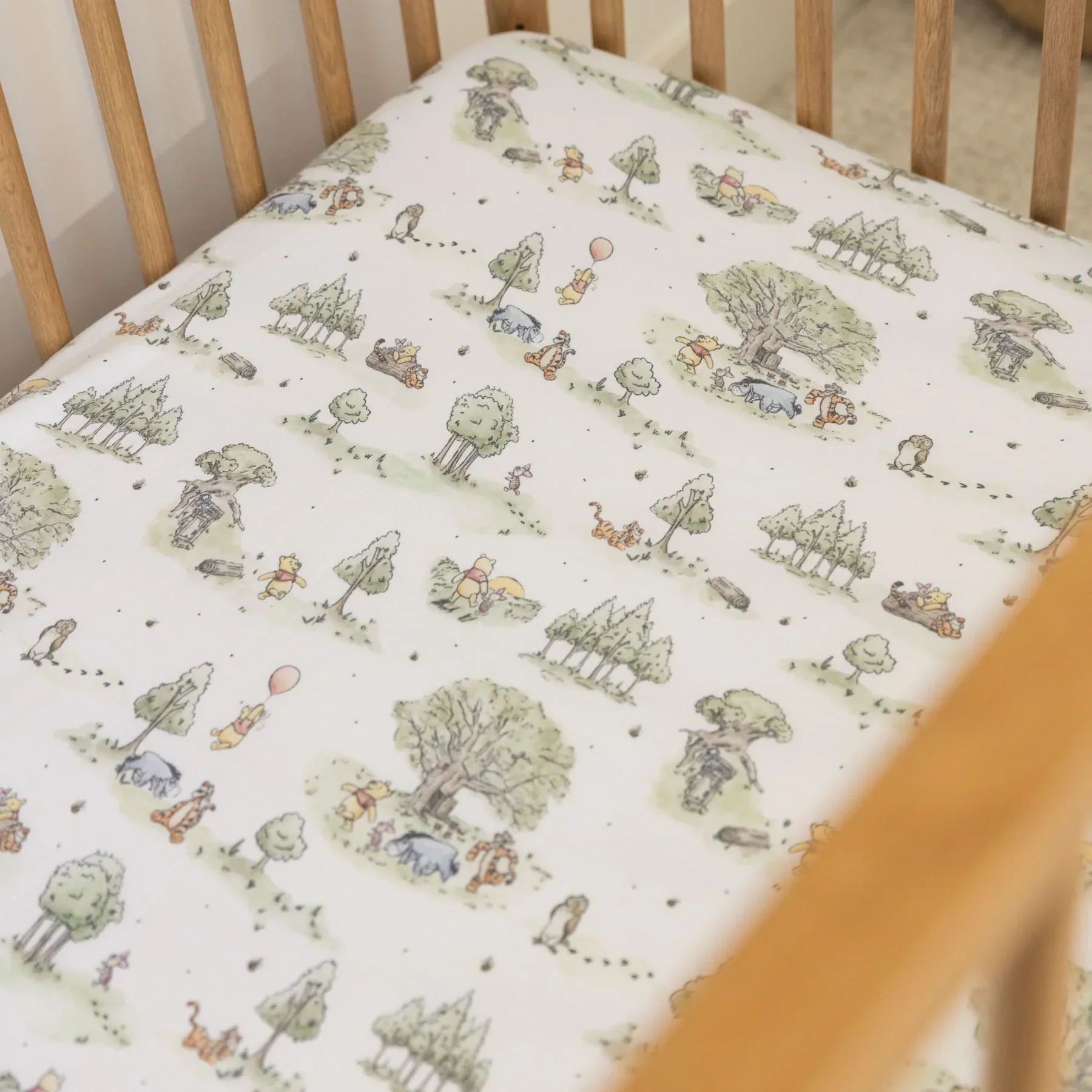 Premium Knit Crib Sheet Pooh - Hundred Acre Woods - Image 7
