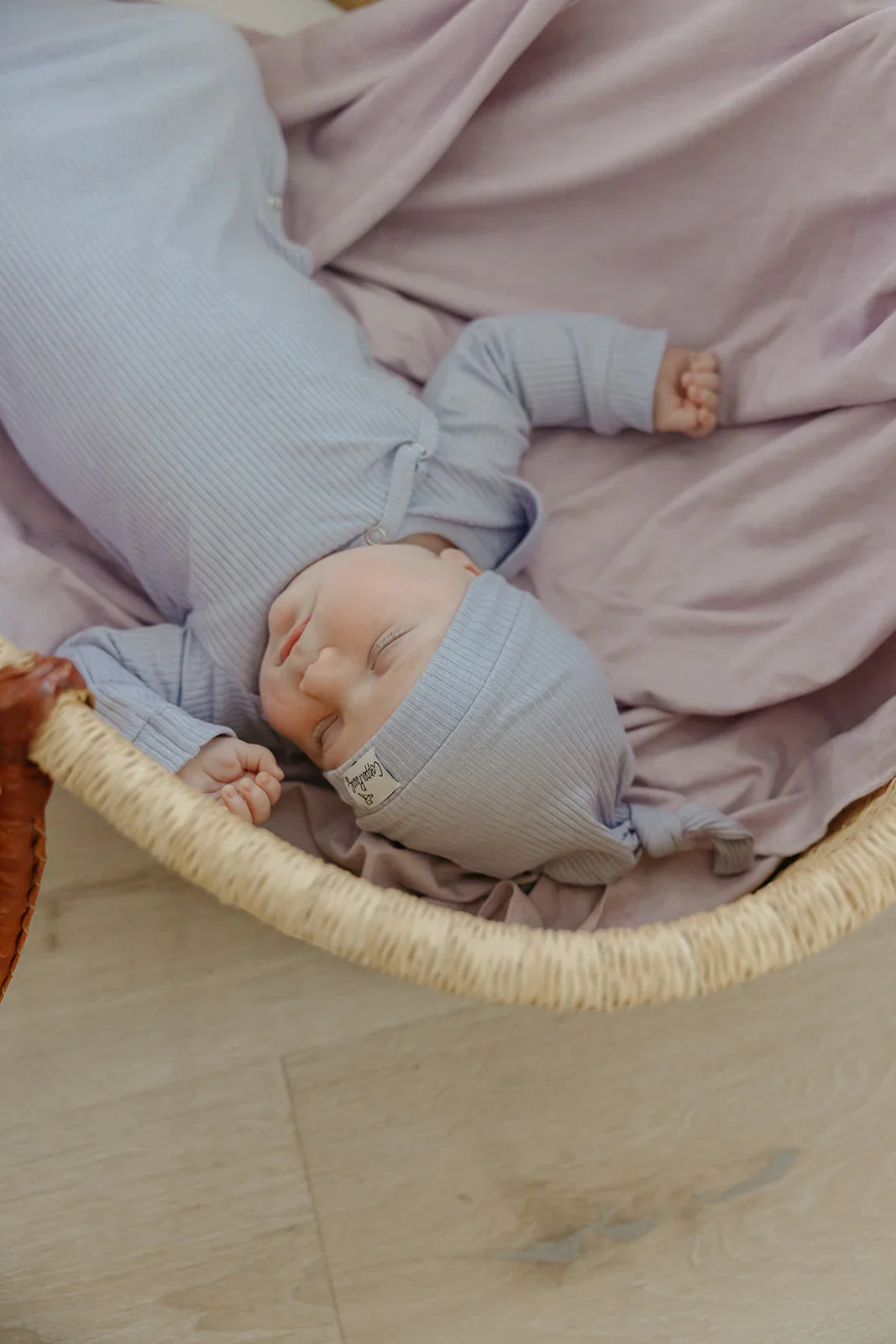 Rib Knit Top Knot Hat - Periwinkle - Image 2
