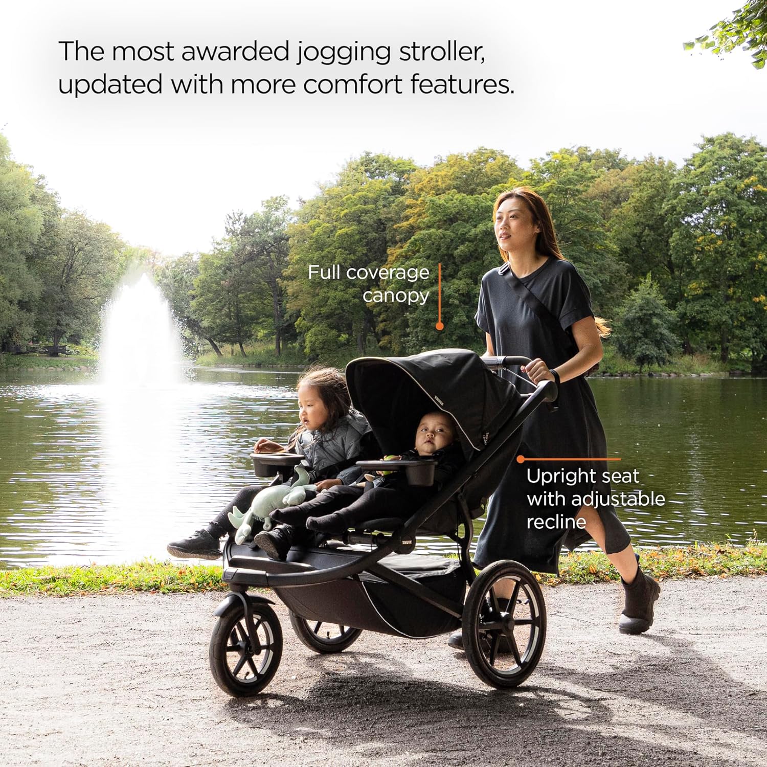 Thule Urban Glide 3 Double Jogging Stroller - Black - Image 7