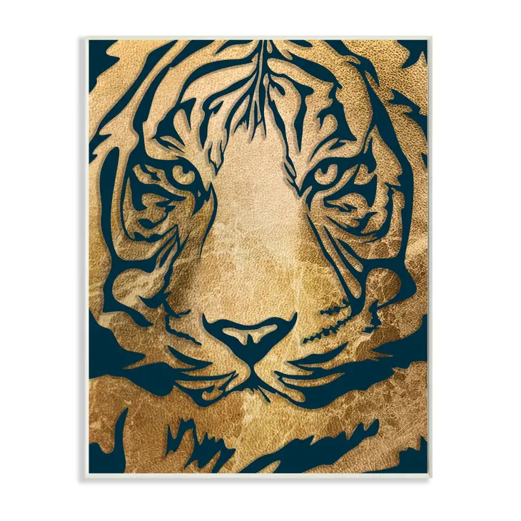 Tiger Stripe Portrait Distressed Fabric Pattern Wall Art - Image 3