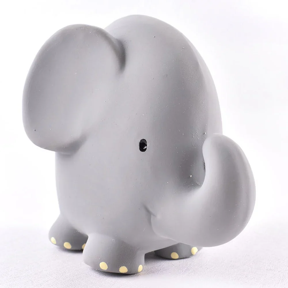 Tikiri Elephant Organic Natural Rubber Rattle, Teether & Bath Toy - Image 2