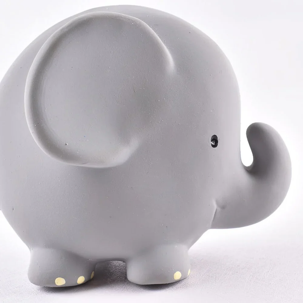 Tikiri Elephant Organic Natural Rubber Rattle, Teether & Bath Toy - Image 3