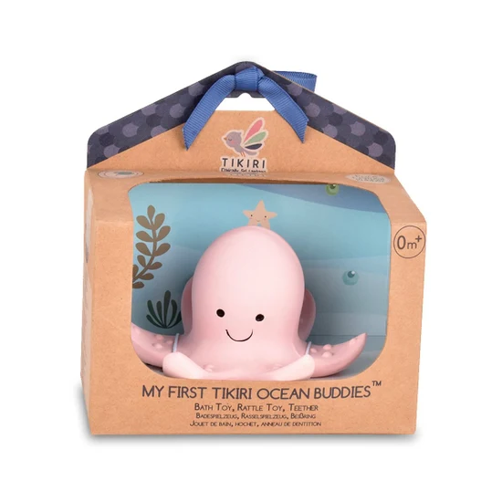 Tikiri Toys Octopus - Natural Rubber Teether, Rattle & Bath Toy - Image 2