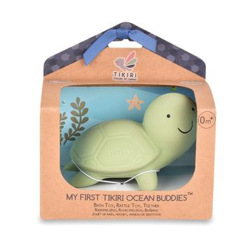 Tikiri Toys Turtle - Natural Rubber Teether, Rattle & Bath Toy - Image 3