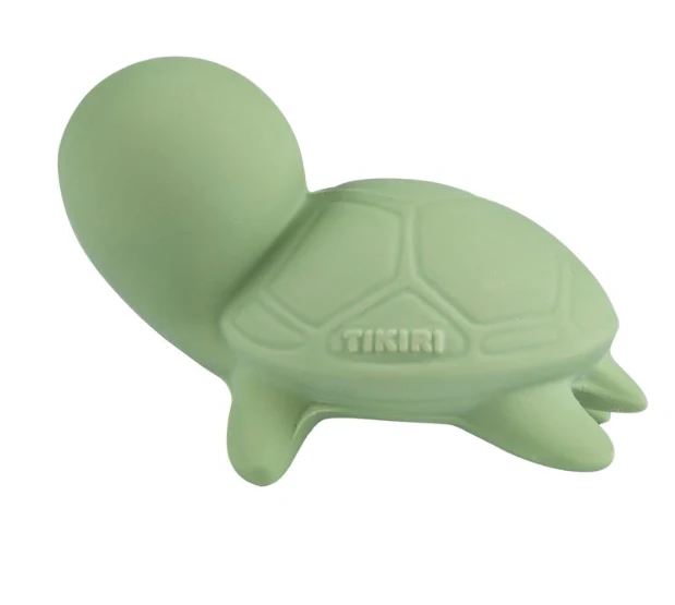 Tikiri Toys Turtle - Natural Rubber Teether, Rattle & Bath Toy - Image 4
